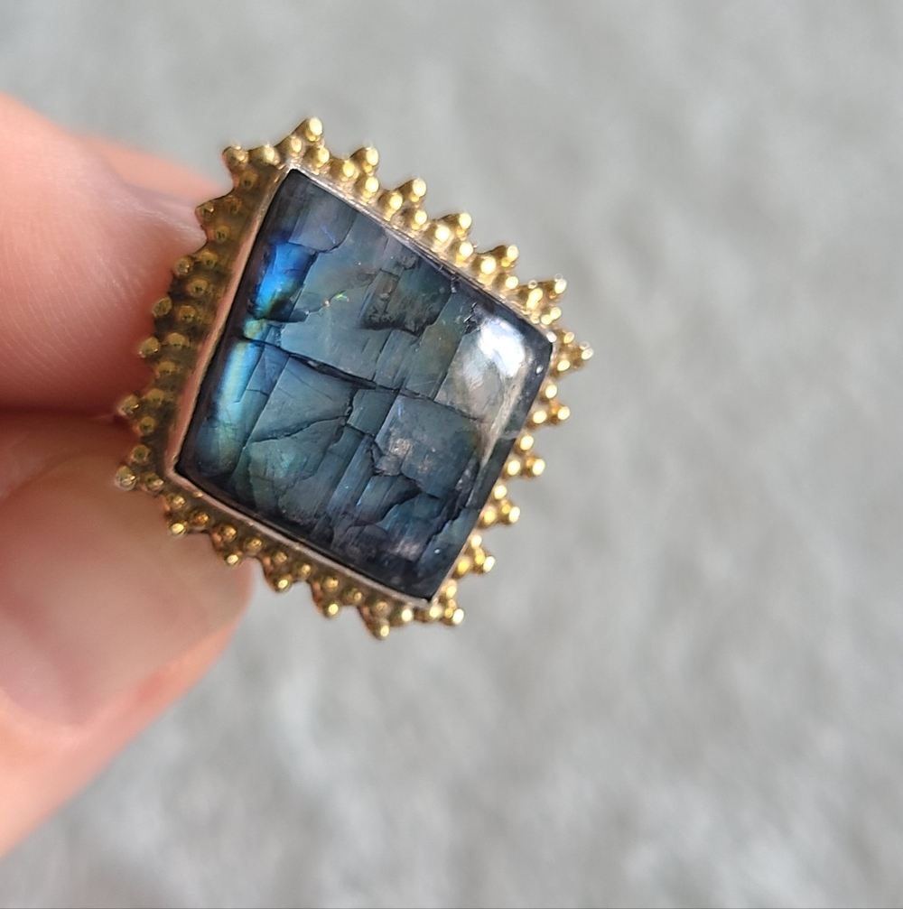 Moonstone Square Sterling Ring - Picture 6 of 7